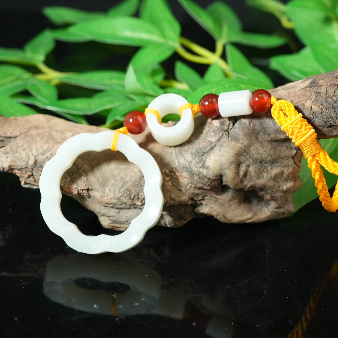 清代和田玉海棠环多宝挂饰【华豫甄选】LLFF2501112006