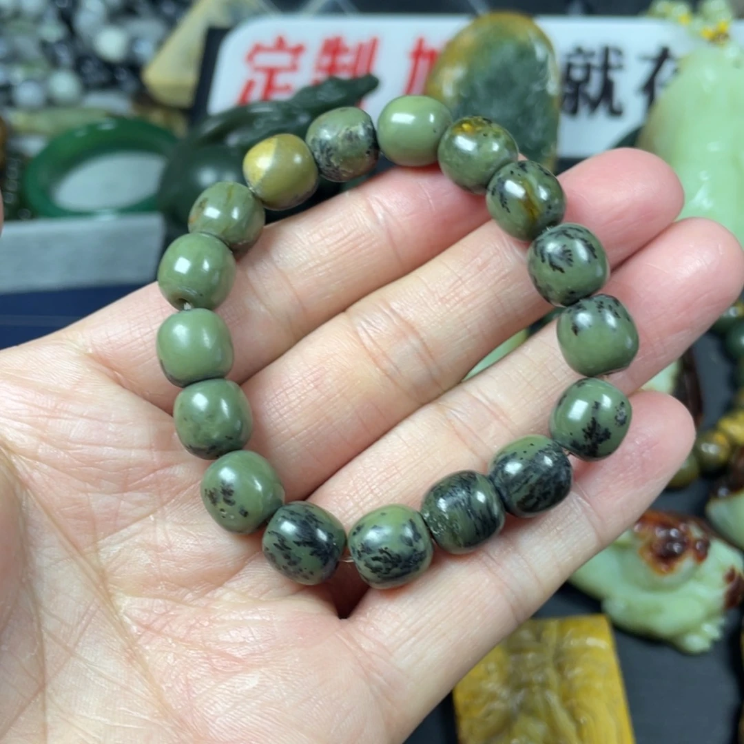 岫岩河磨玉（透闪石质玉）手链未镶嵌