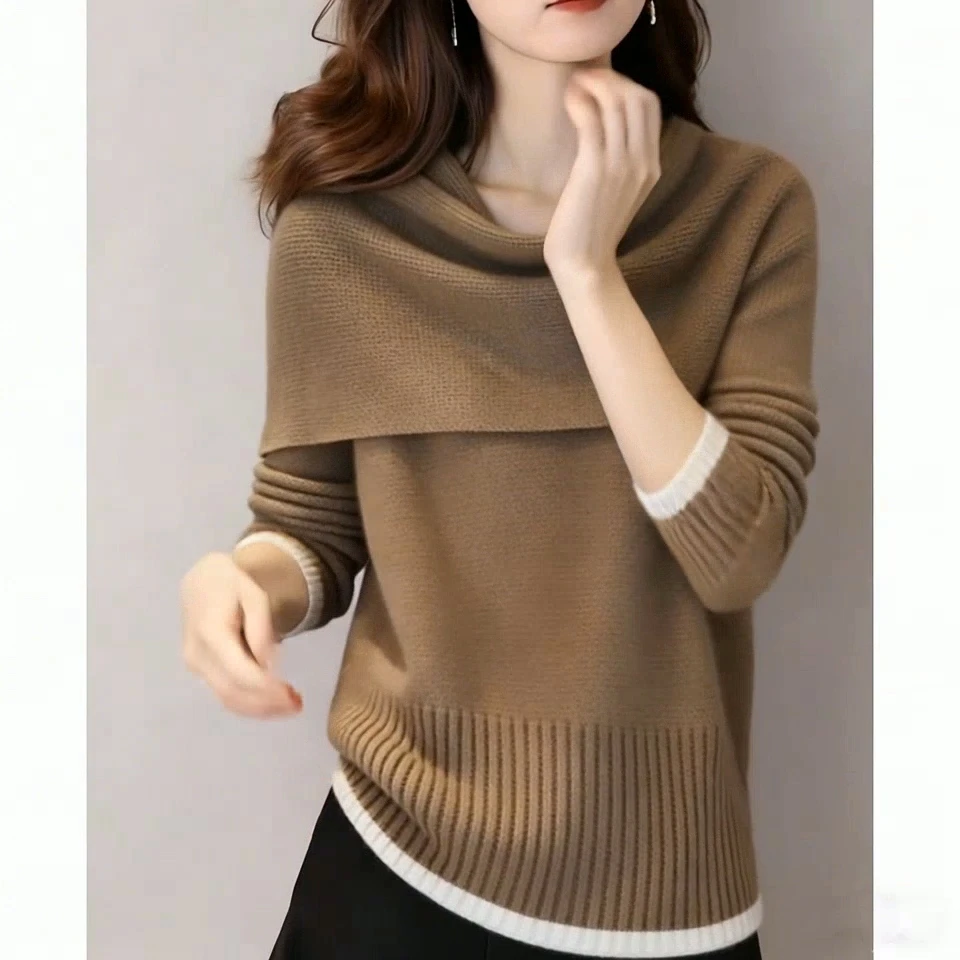 套头毛衣女士2025秋冬季新款慵懒减龄宽松显瘦披肩打底针织衫上衣