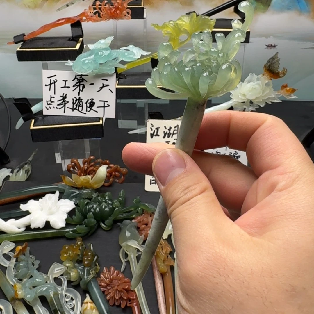 岫玉发饰未镶嵌明君玉簪就是好看