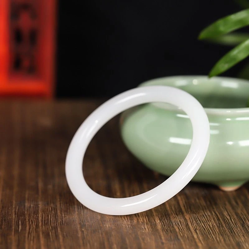 碧玉圆条手镯菠菜绿玉镯手镯碧绿镯子七夕