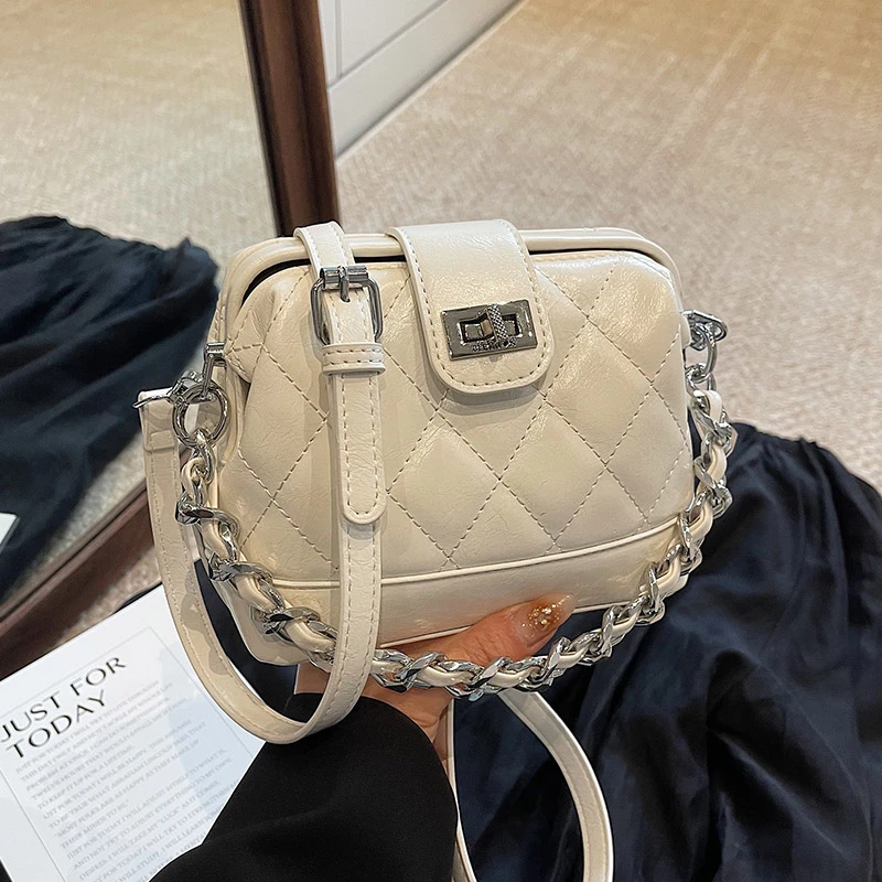 高级感洋气手提包包女2025新款春夏菱格链条单肩包简约通勤斜挎包