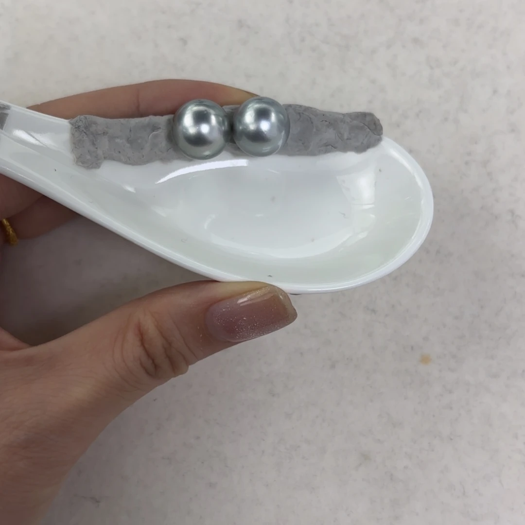 定制海水珍珠裸珠未镶嵌12-13mm铂金灰巴洛克对珠