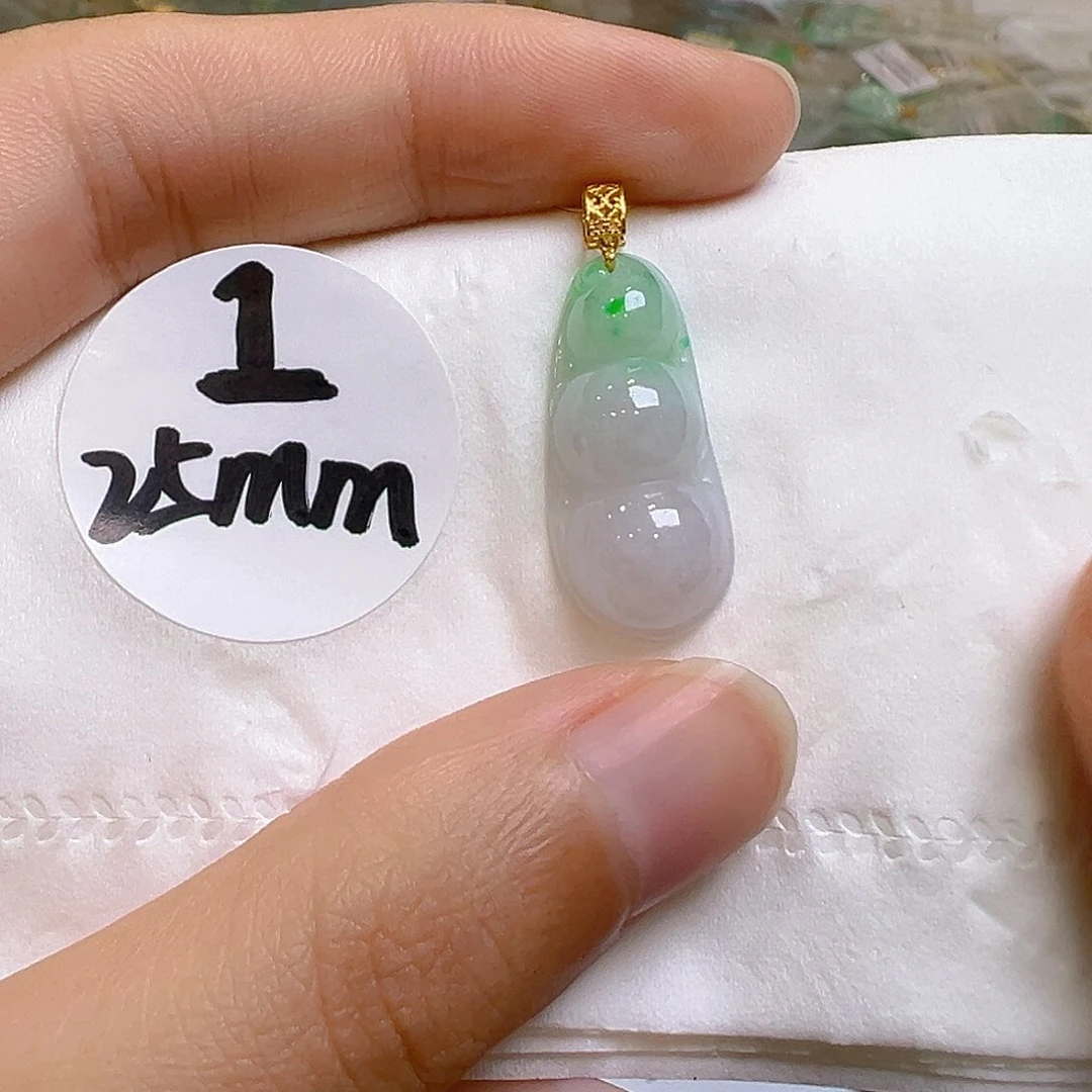 翡翠18K金镶嵌吊坠(不含链)翡翠