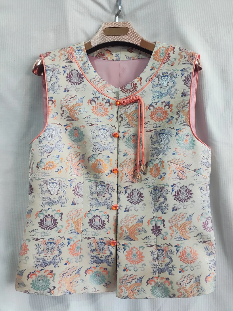 龙凤穿莲宋锦马甲