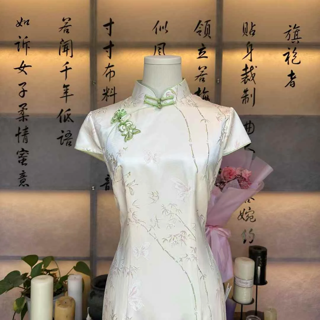 【白茶竹叶】武汉姑苏夫人高端定制款旗袍