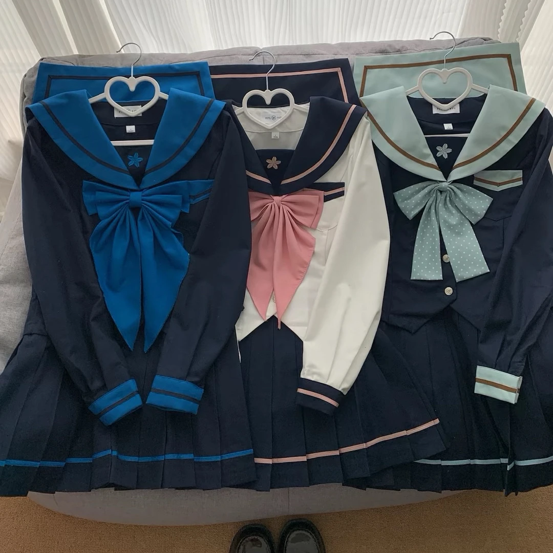 【一本】原创三色水手服学院风JK制服收腰显瘦长袖中间服校服