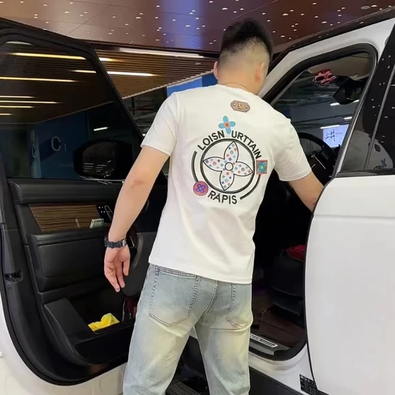 欧洲站轻奢新款纯棉男士潮流短袖T恤夏季圆领半袖t恤上衣ins韩版