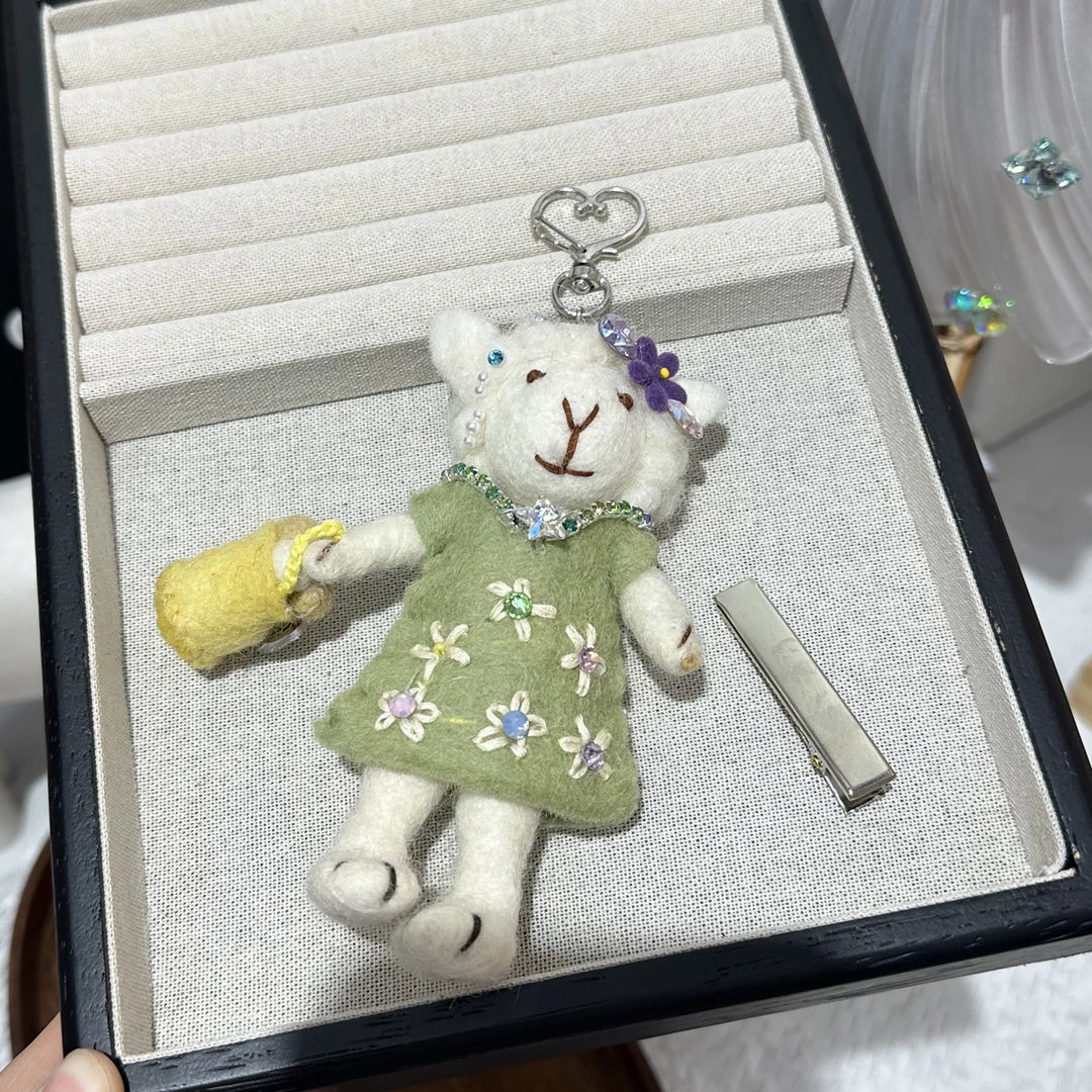 绿色小羊手机链链发夹