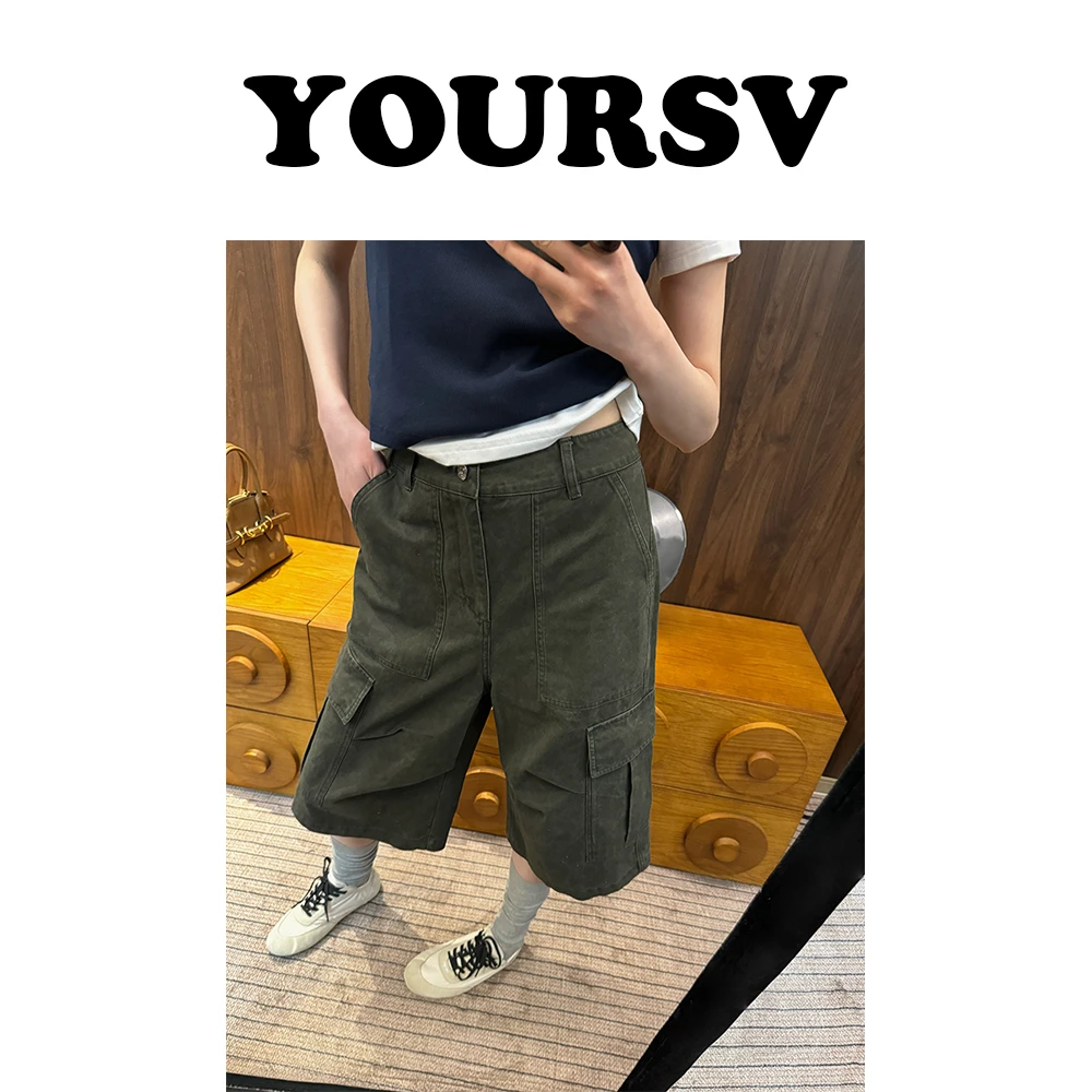 【YOURSV】「六分工装裤」春夏时尚休闲工装裤潮流宽松多口袋阔腿裤