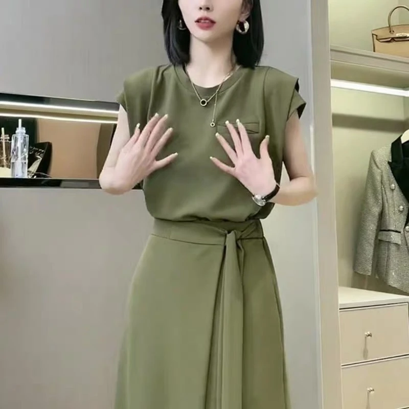 【英姐】女夏季新款法式女神范高端时尚休闲气质显瘦长裙女
