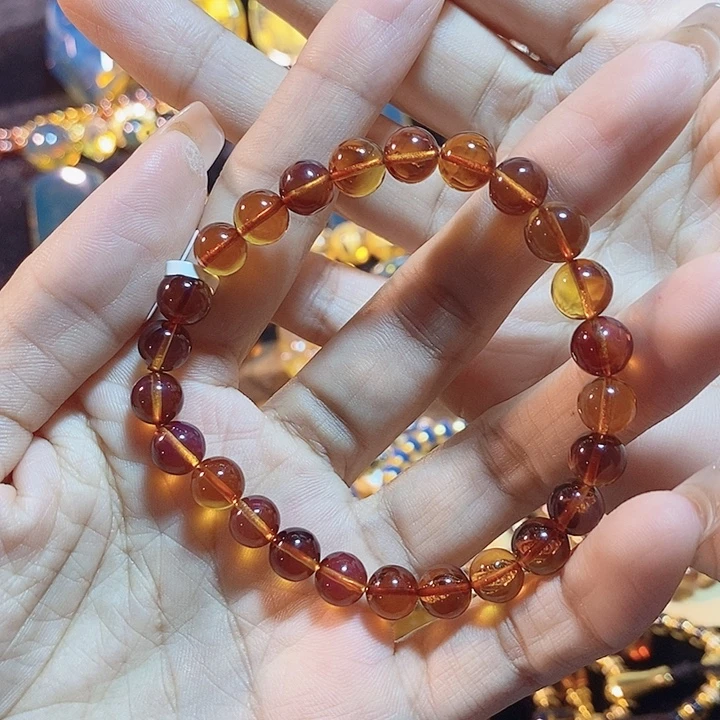 蓝珀未镶嵌珠宝奇石墨西哥红蓝手串7