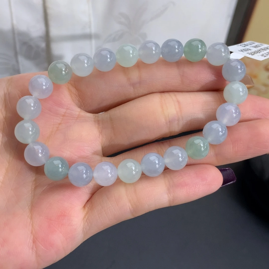 翡翠未镶嵌手串卡8冰胶马卡龙手串