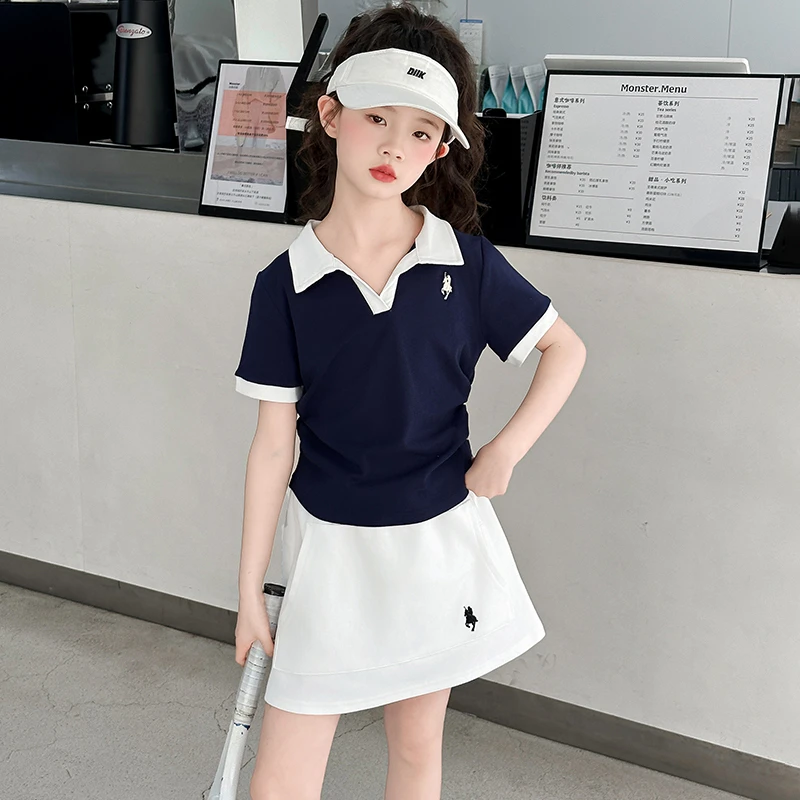 女童夏套装2025新款儿童夏季洋气时髦短袖短裤运动女孩裙子两件套