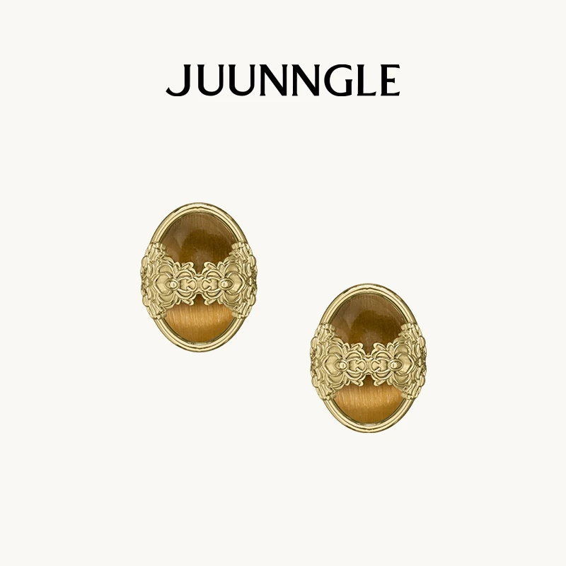 juunngle lab 925银耳饰 六瓣木兰双花耳钉百搭轻奢小众蛇年礼物