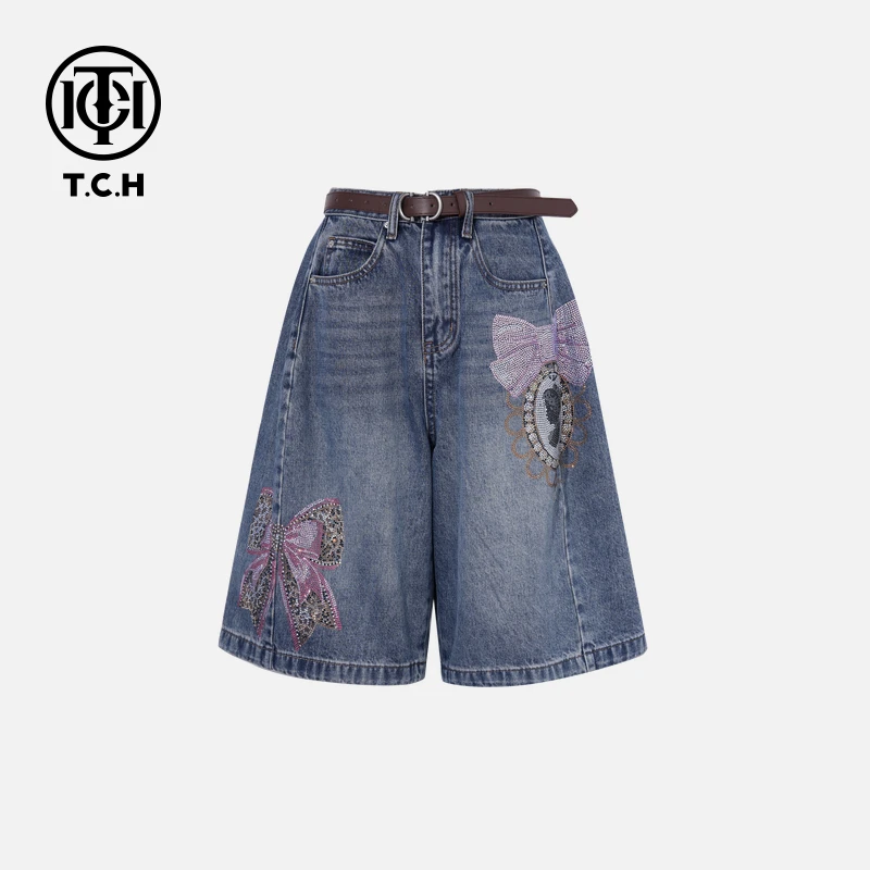 TCH私服烫钻工艺新时尚淑女百搭新潮流短裤女T75B21E5089轻奢tch