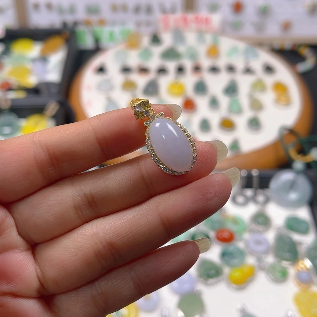 【闪购商品】翡翠颈饰银S925镶嵌梦*呀吊坠