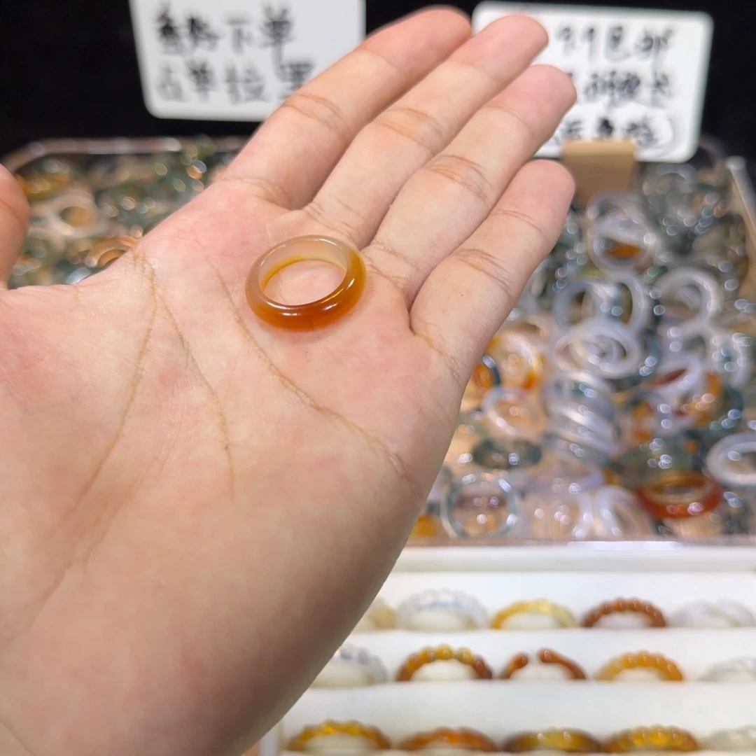 玛瑙/玉髓戒指未镶嵌108号11 圈满9.9包邮有瑕疵