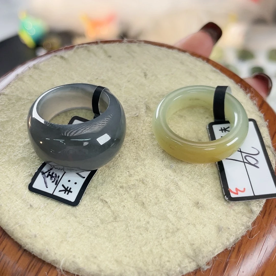 和田玉未镶嵌戒指c63一口糖细条 浓紫馒头17.1