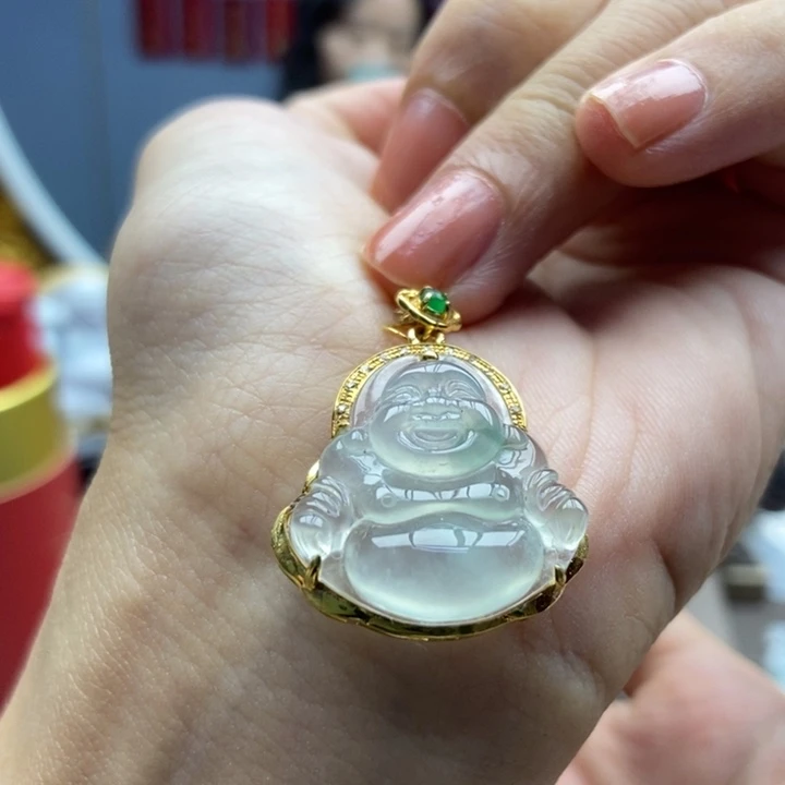 翡翠18K金镶嵌颈饰吊坠34