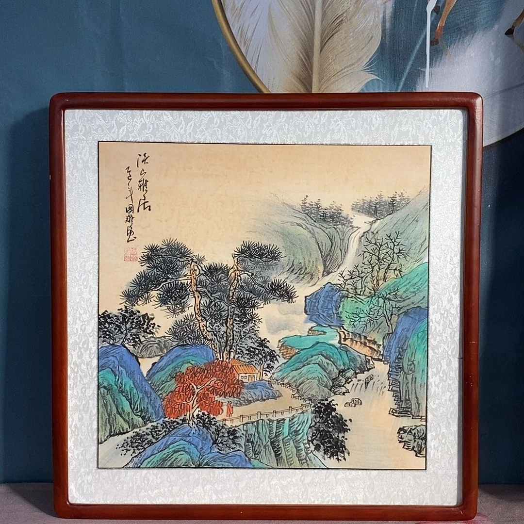 国画带框尺寸62厘米外径手绘作品