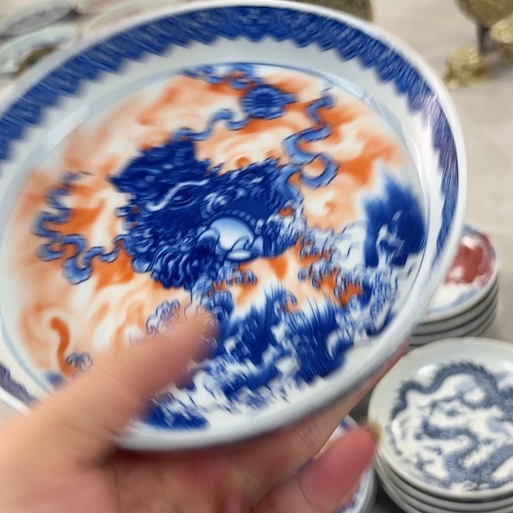 瓷片帆红醒狮大胡乘景德镇