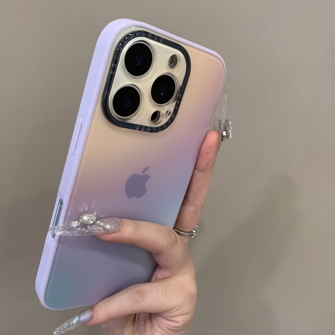 高级晕染渐变镜头字母适用于iPhone16promax苹果15手机壳14小众13