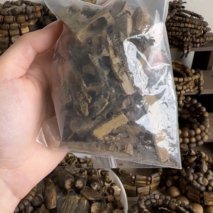 珠串奇楠沉香高油车珠碎料21克➕