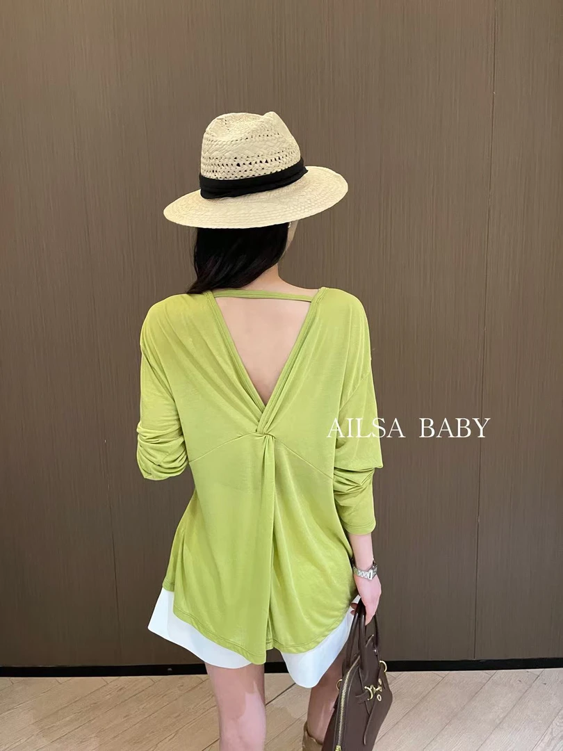 【AILSA BABY】（清仓）欧货后背露背开叉上衣/40801A