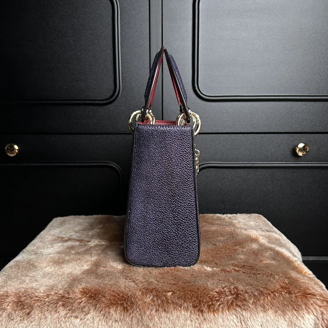 深海珍珠鱼皮女包经典4格（20妃）女士单肩斜挎包气质手提包 鱼皮