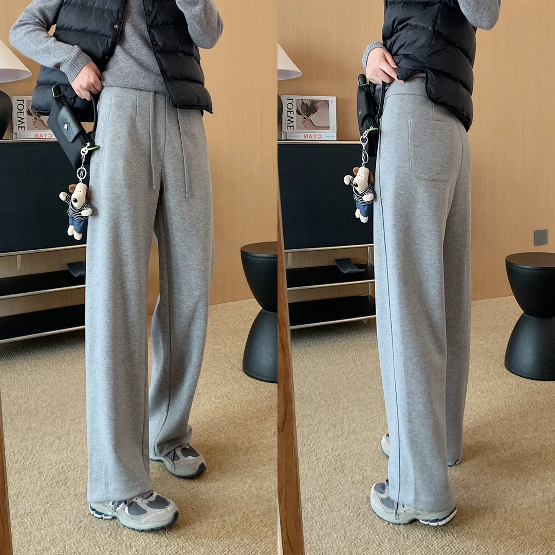 大叮自制【蚕丝羊毛卫裤】斜纹绵羊毛桑蚕丝松紧腰抽绳休闲裤！K2195