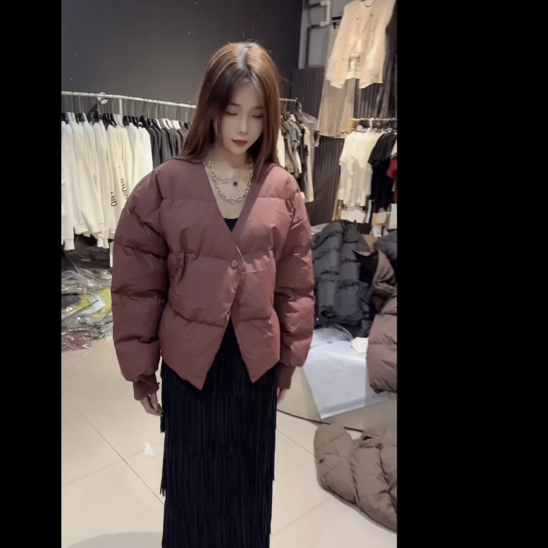 长袖V领年款棉衣棉服百搭冬季休闲上衣ins韩版