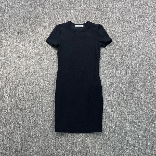 99新  5685/Alexanderwang 黑色logo暗纹满印短袖连衣裙/XS码