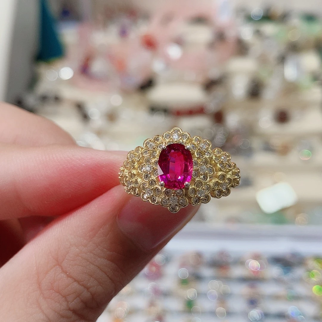 戒指戒指银S925镶嵌碧玺