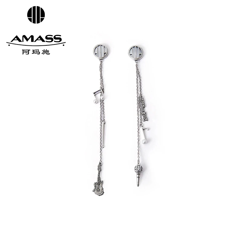 铜合金锆石耳饰 阿玛施AMASS时尚经典标志乐符流苏耳坠耳饰590028