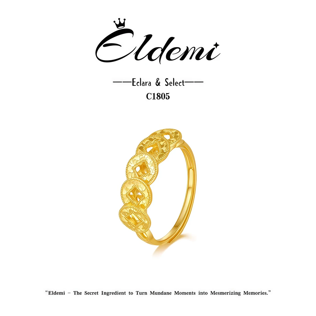 925银戒指 ★C1805银龙鳞碎冰冰CNC工艺五帝钱戒指