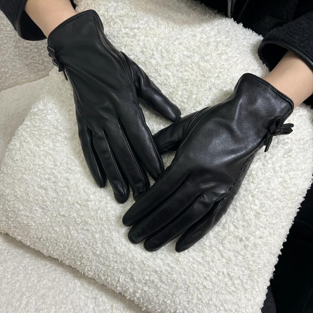 【蝶梦】时尚蝴蝶结羊皮手套2043