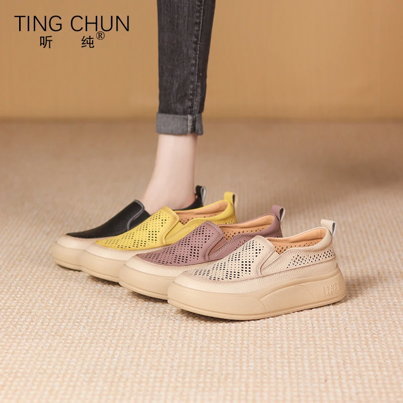 8852新款2025夏季镂空透气舒适真皮女鞋舒适百搭浅口软底一脚蹬鞋