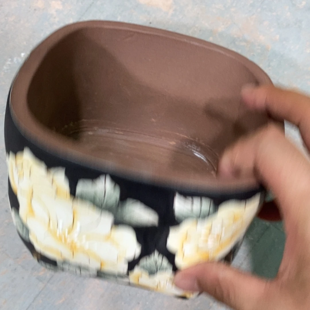 紫砂花盆手绘花盆7