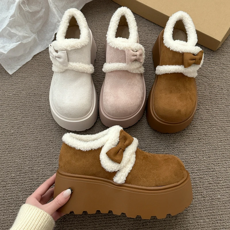 超火小个子松糕厚底加绒勃肯鞋女冬季新款保暖雪地靴加绒毛毛棉鞋