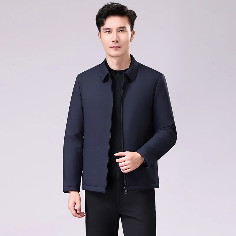 2025冬季新款加厚男士桑蚕丝翻领商务行政夹克棉服2688
