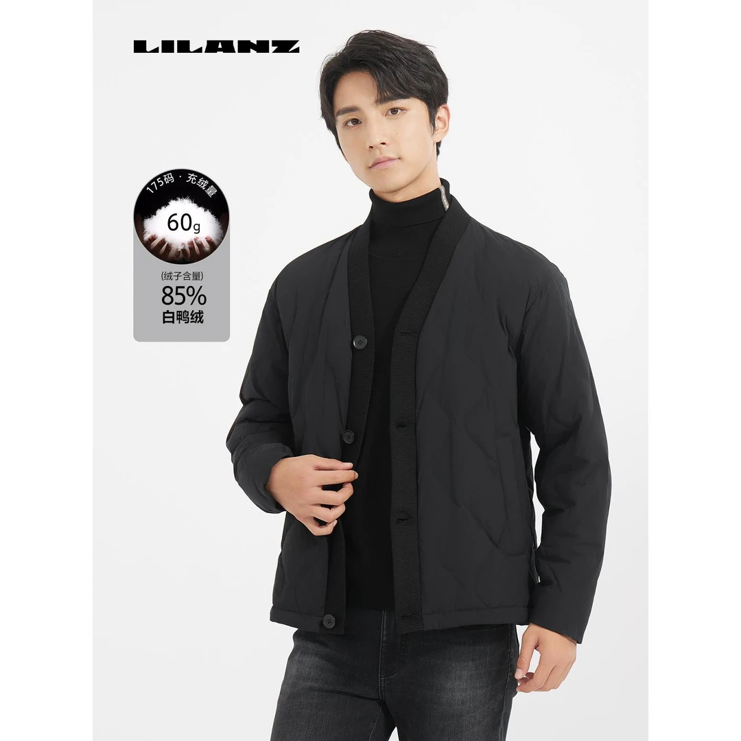 利郎男士时尚舒适休闲保暖棒球领白鸭绒轻薄款短款羽绒服24DBR212