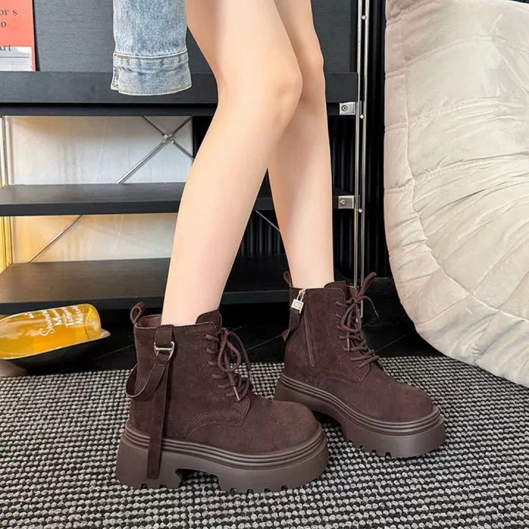 英伦风厚底增高短款百搭复古