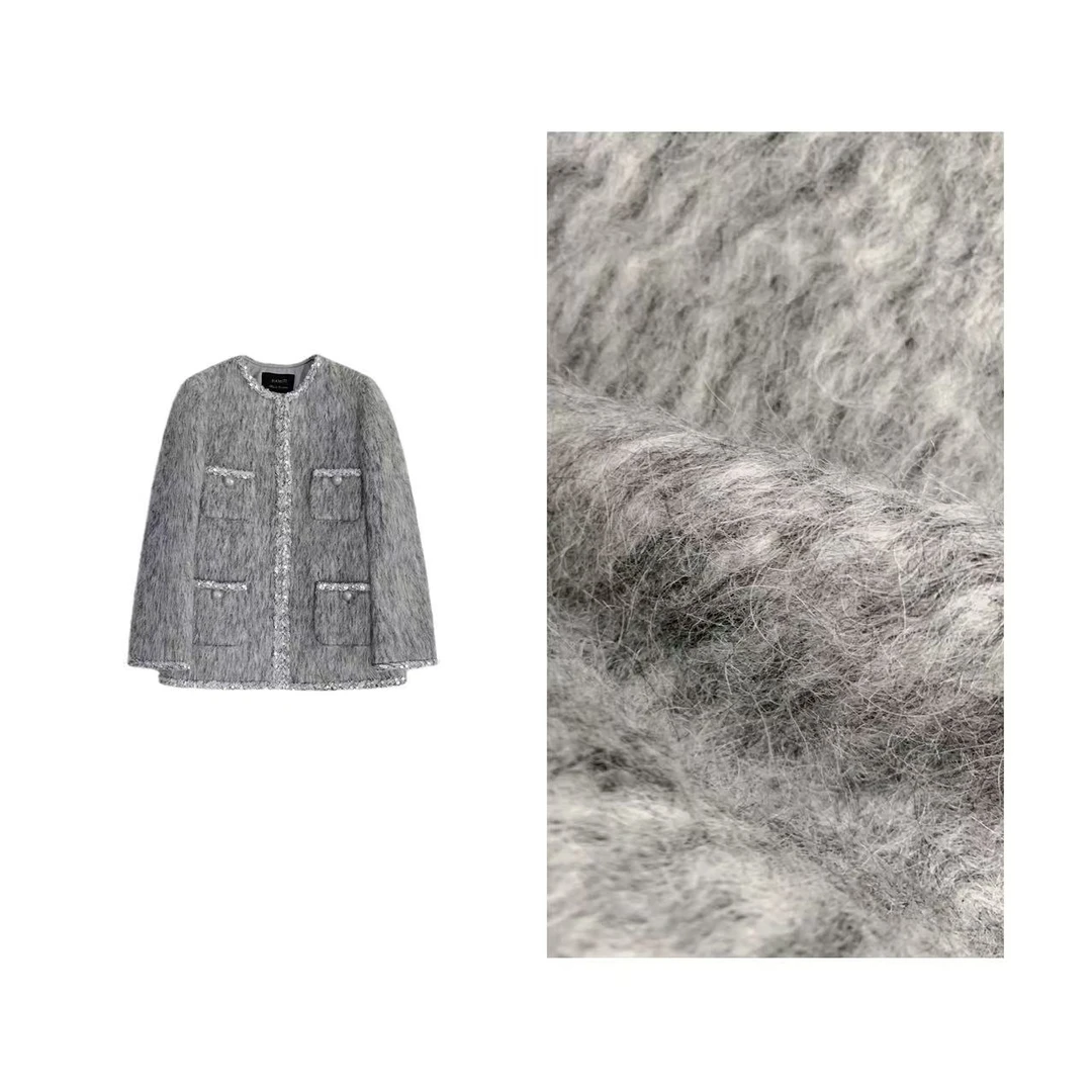 【灰精灵】高定羊毛经典轻盈时尚云朵银币冬季微廓形小香羽绒外套