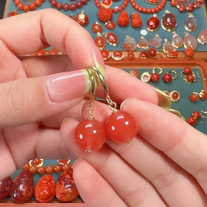 南红玛瑙银S925镶嵌12+