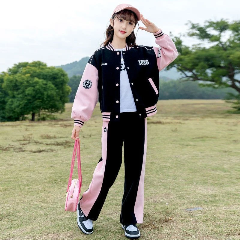 女童棒球服套装春装2025新款洋气儿童时髦网红休闲春季运动两件套