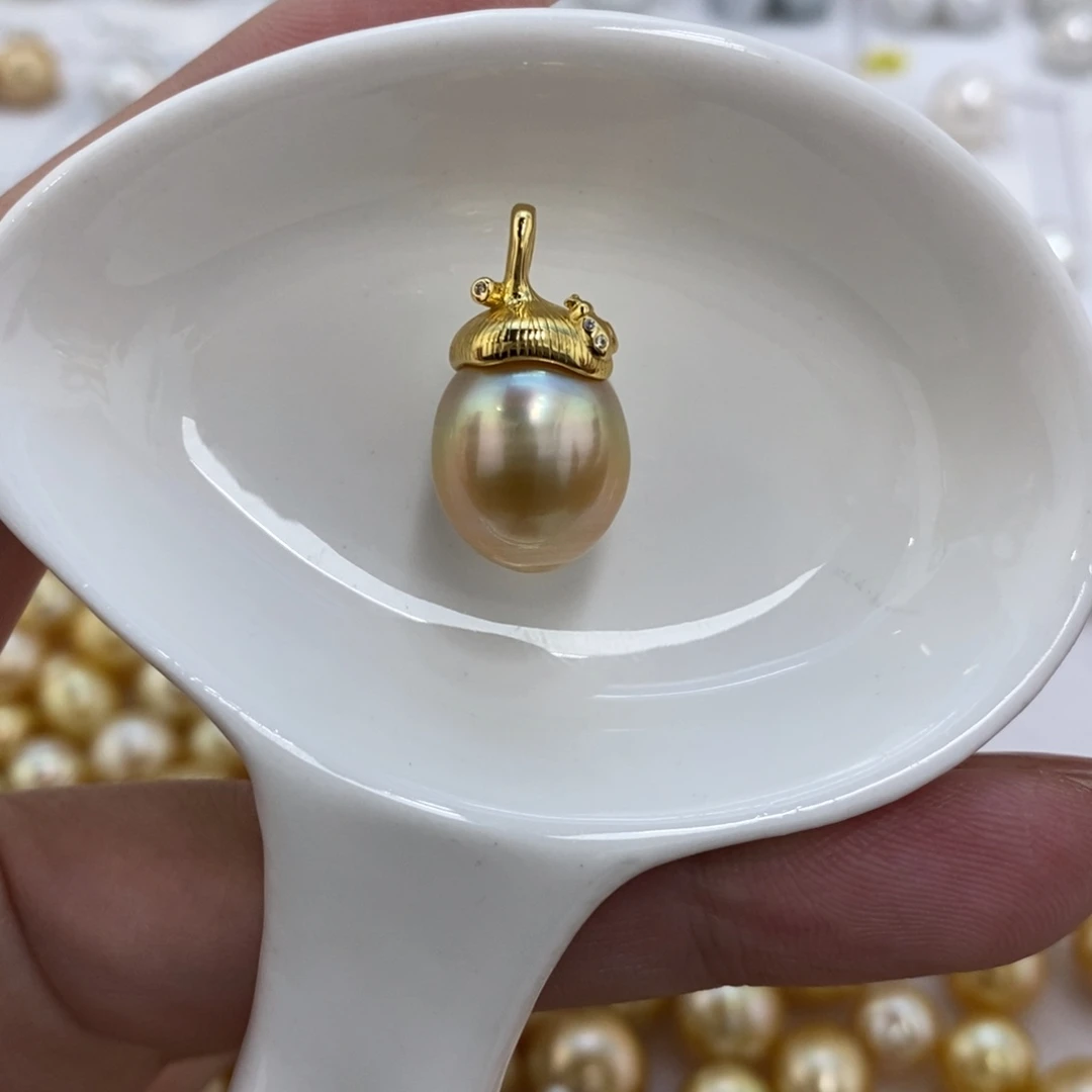 海水珍珠裸珠金珠彩虹光单珠12+