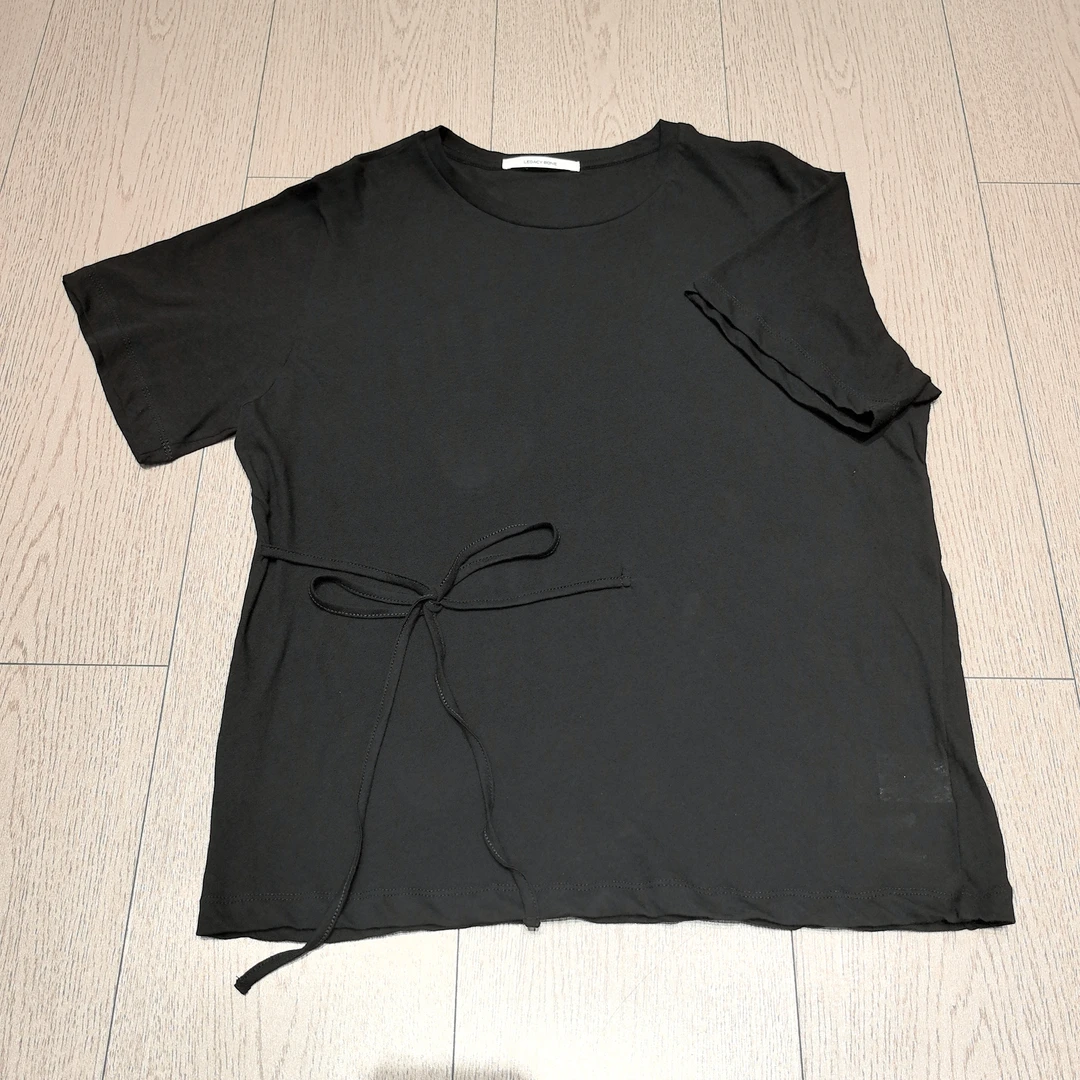 TAOXI   韩国东大门LE显瘦系腰绳黑色T   不支持退