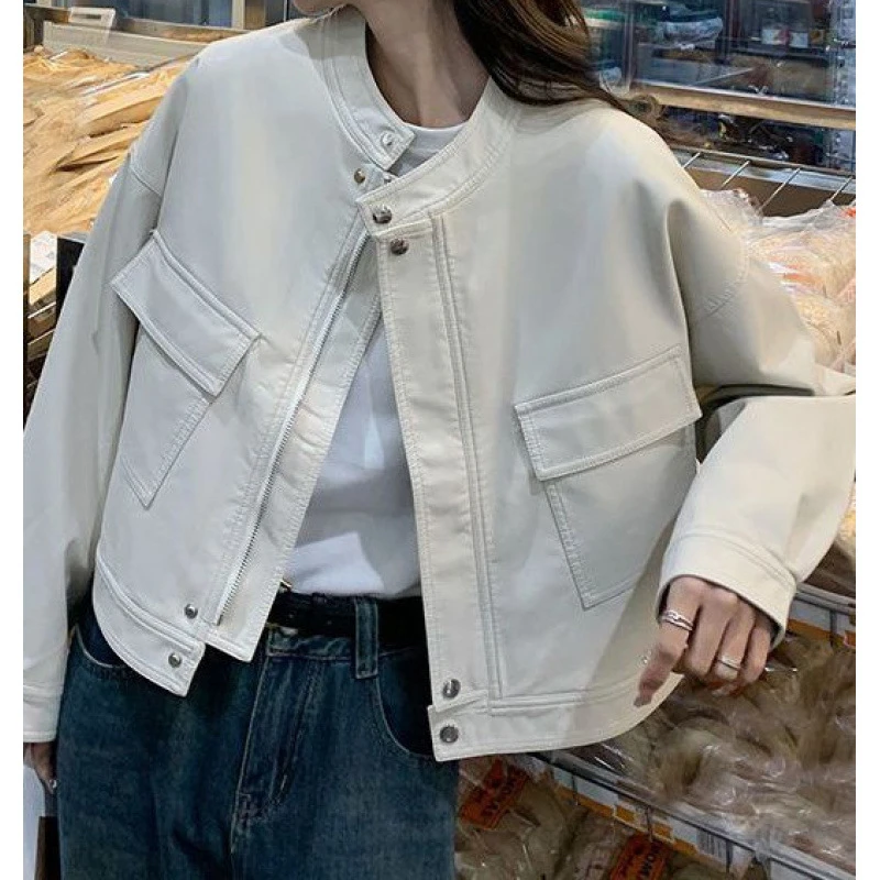 2025新款高级感短款小皮衣外套女春款超好看韩系气质女夹克上衣潮