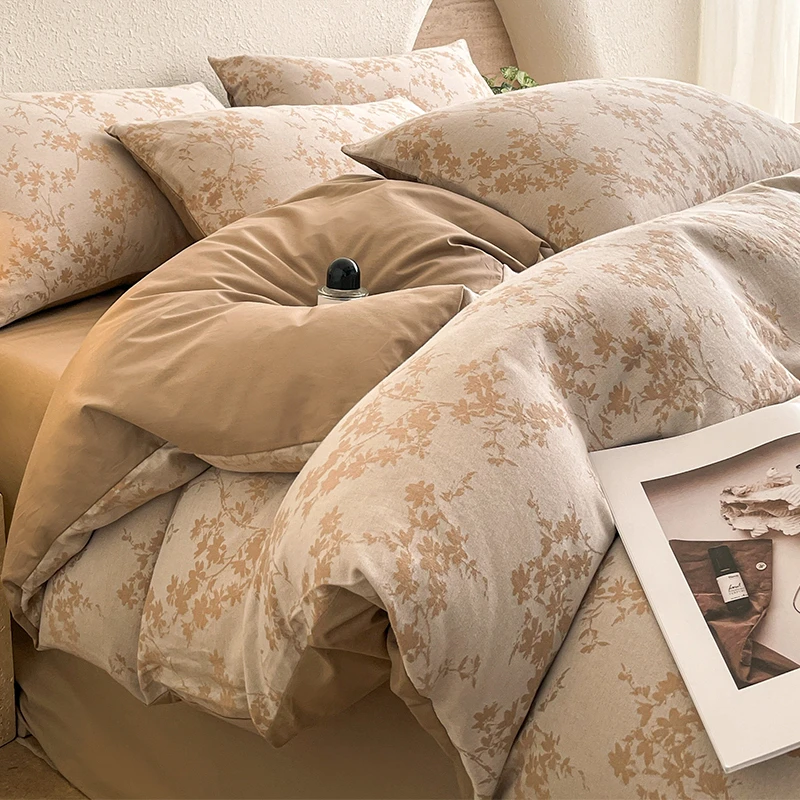 轻奢全棉双层纱床上四件套纯棉提花被套床单床笠款学生宿舍三件套